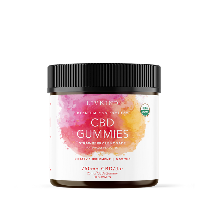 750 mg Organic CBD Gummies Jar - Strawberry Lemonade
